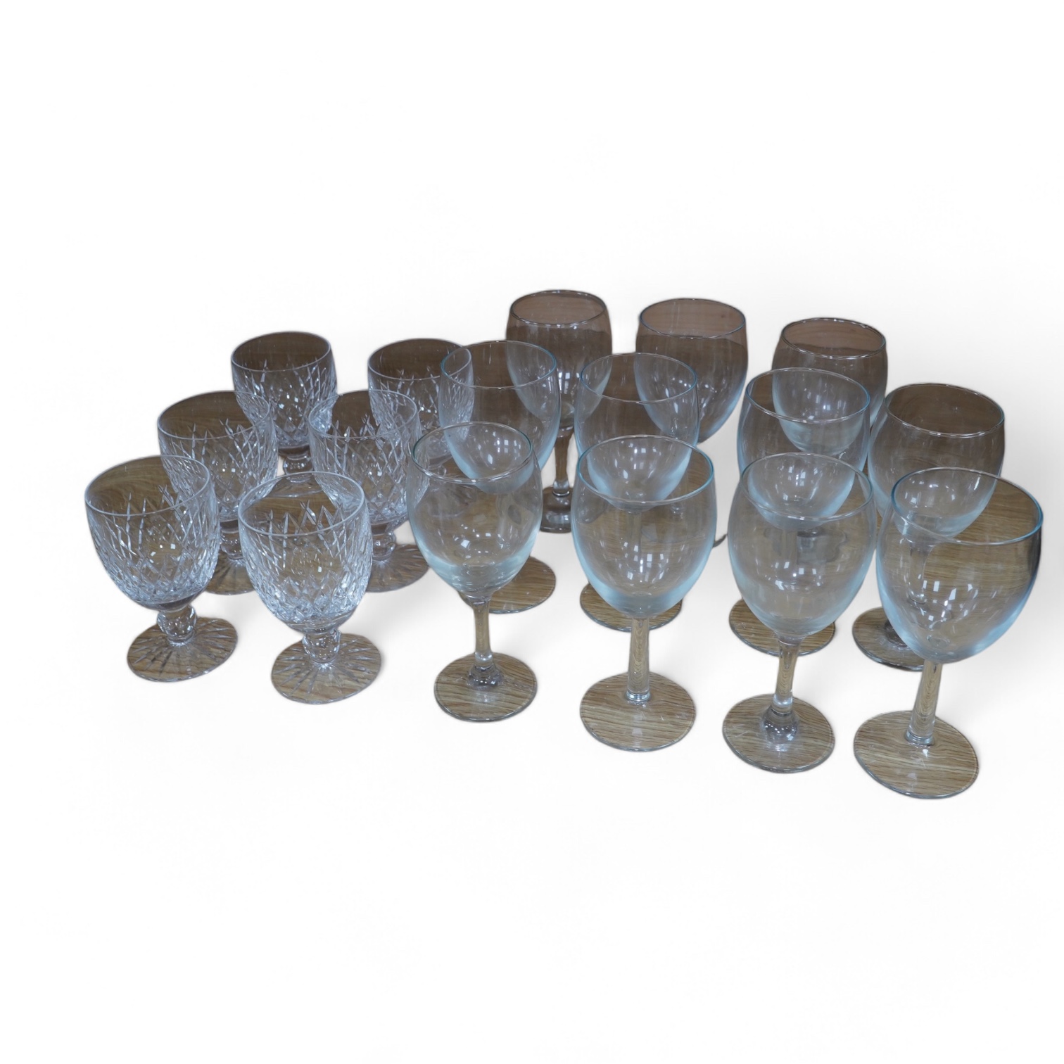 Waterford glassware, set of six and eleven other wine glasses. Condition - good